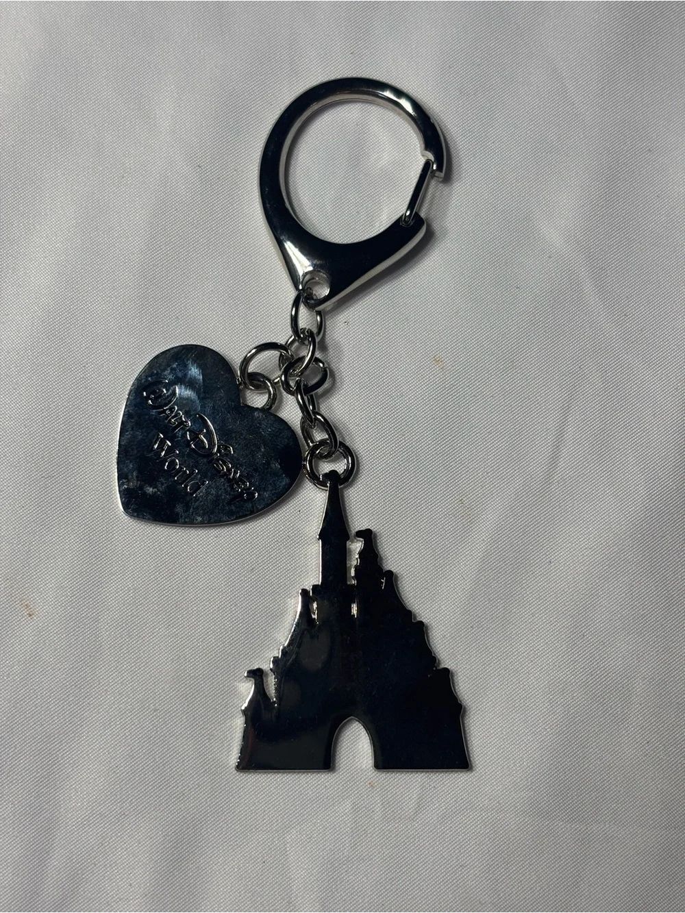 New Disney Silver Castle & Heart Charm Keyring Bag Charm
